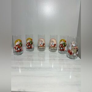 Vtg Set 6 Coca Cola Norman Rockwell‎ Santa Claus Christmas Glass 1920 1922 1926